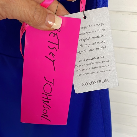 NWT BETSEY JOHNSON Cobalt Blue Bodycon Double Scoop Neck Sleeveless Dress - Picture 5 of 8